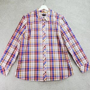 Talbots‎ Womens Plaid Button Down Shirt Long Sleeve Cotton XL